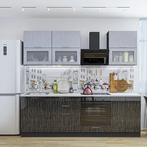 Валерия-М-01 Серый металлик дождь светлый/Черный металлик дождь