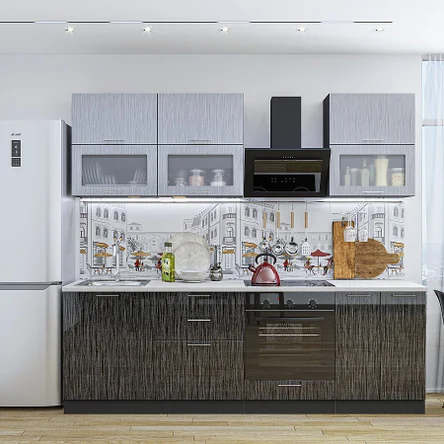 Валерия-М-01 Серый металлик дождь светлый/Черный металлик дождь