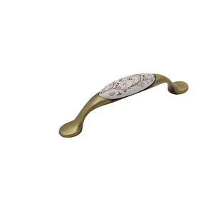 Ручка скоба мебельная SF02-04BA Античная бронза/Белый